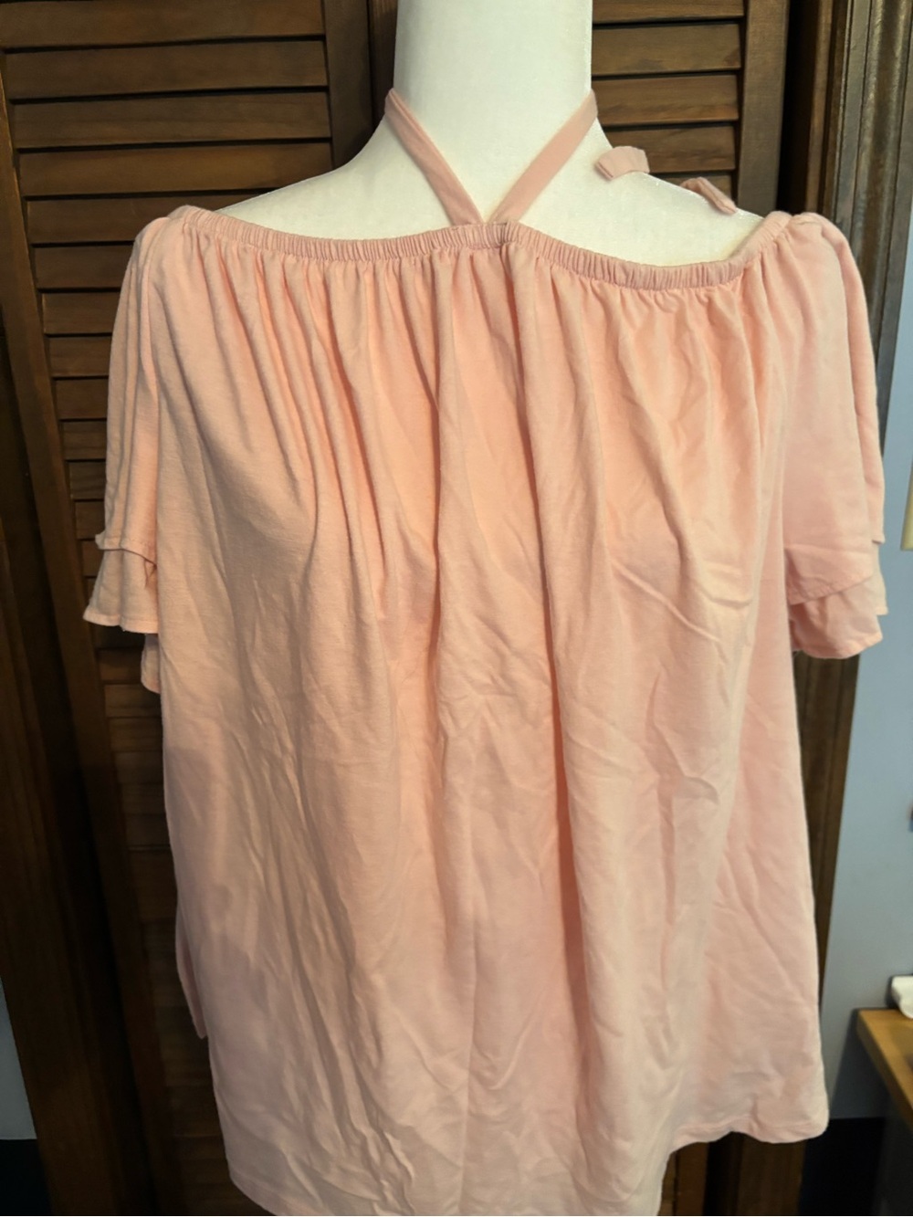 Lane Bryant Pink Off-Shoulder Halter Detail Top